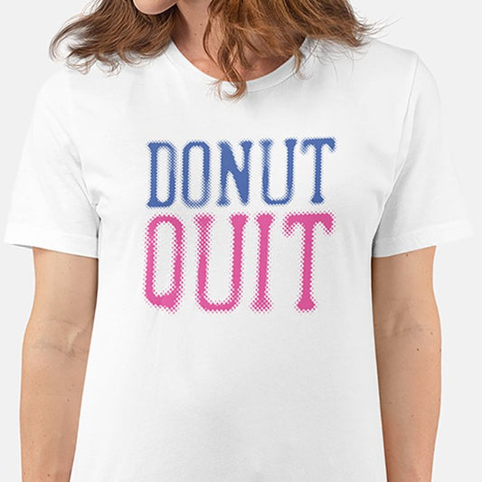 تي شيرت للجنسين مطبوع عليه عبارة "Blurred Donut Quit"