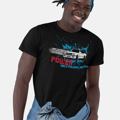 تي شيرت BMW للجنسين مطبوع عليه Power Only for Real Drivers