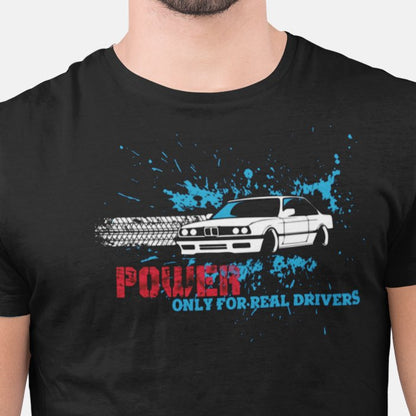 تي شيرت BMW للجنسين مطبوع عليه Power Only for Real Drivers